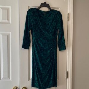 Lauren Ralph Lauren Green Floral Long Sleeve Dress
